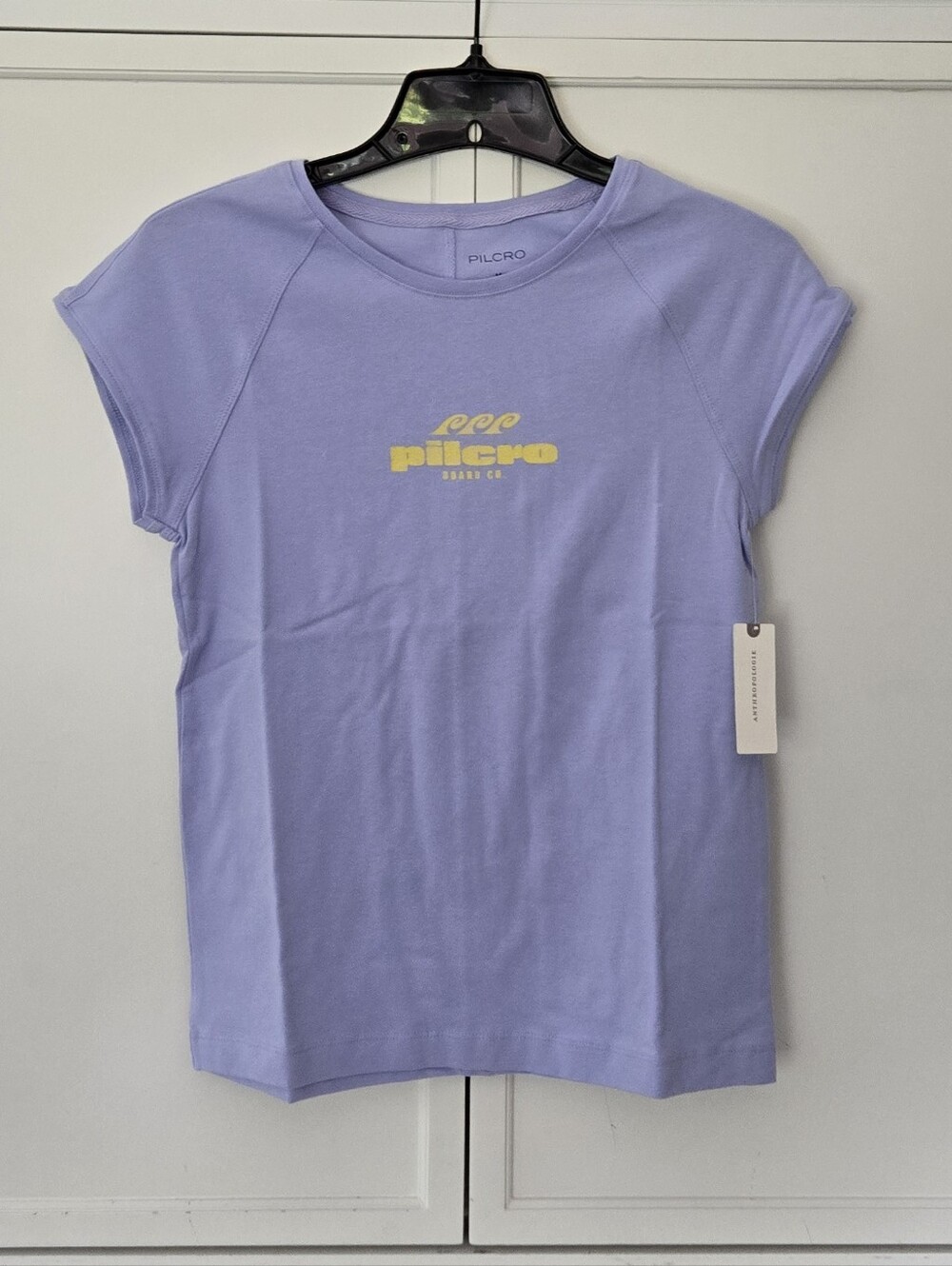 NWT Pilcro Lilac Short Sleeve Tee with Yellow Logo